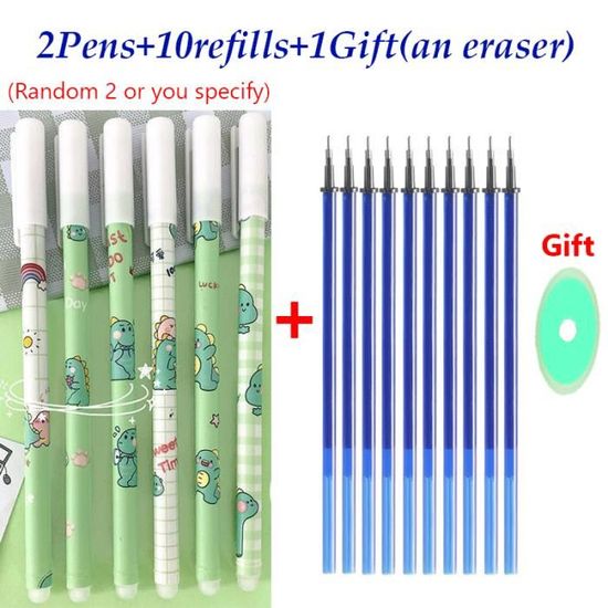 Lot De 4 Stylos Effaçables Rétractables - Encre Bleue 0.5mm - Gomme Intégrée - Design Capybara - Pour école, Bureau, Maison