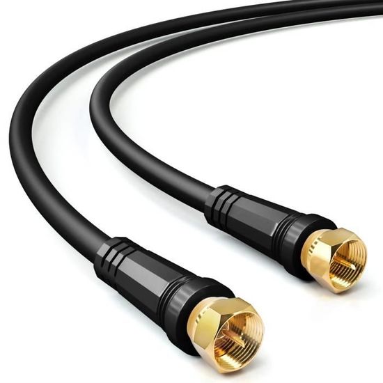 Câble Satellite DeleyCON 10m - Connecteurs F Or - Compatible 4K/HDTV - Blindage 100dB