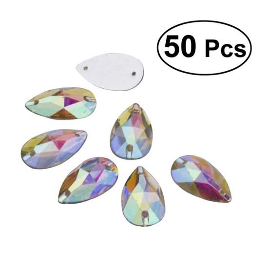 20 Strass à Coudre En Forme De Larme - Vert 13x8mm - Dos Plat Or Pour DIY Bijoux Et Vêtements