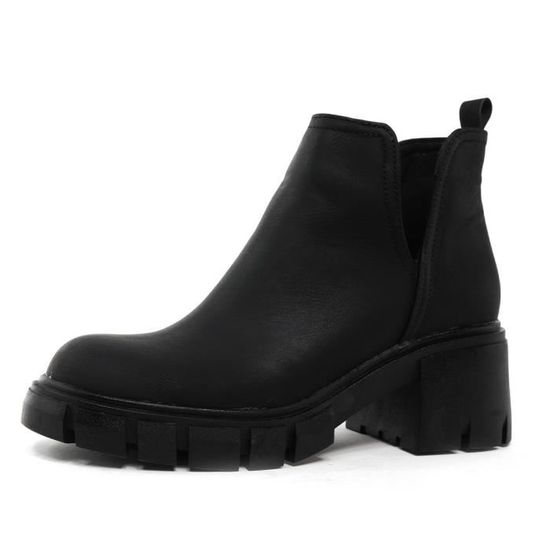 Boots Femme Talons epais talons hauts bout rond Chelsea hiver