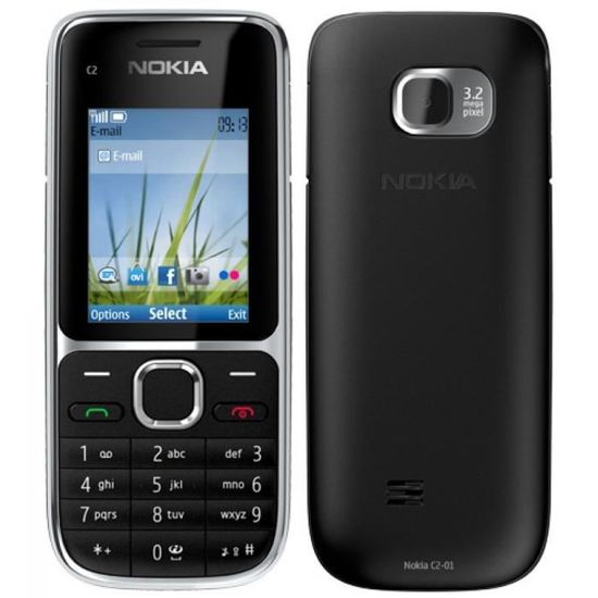Téléphone mobile - NOKIA - C2-01 Noir - 3G - Appareil photo 3,2 MP - Radio FM RDS