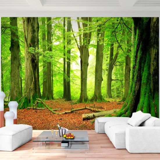 Papier Peint Panoramique Aquarelle Bleu Nature Paysage 3d