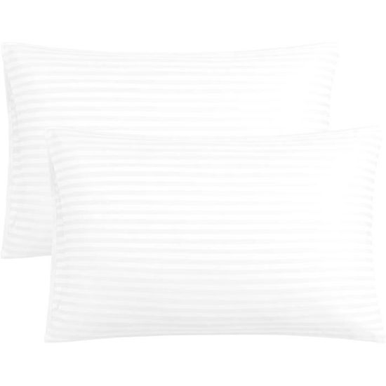 Taies D'Oreiller Utopia Bedding - Lot De 2 En Microfibre Matelassée - Blanc - 50x75 Cm