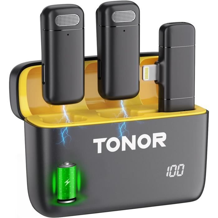 TONOR Micro Cravate Sans Fil Pour IPhone IPad - Mini Micro Lavalier Avec Étui De Chargement - TL350