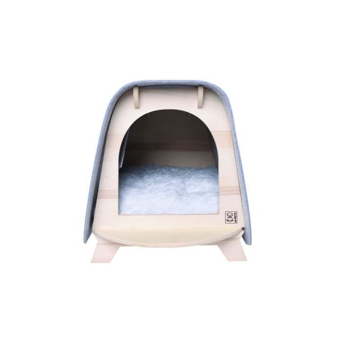 Maison pour chat en bois avec coussin 64x49,5x45 cm