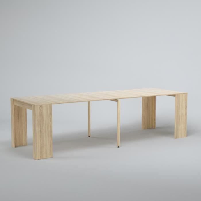 GOOMY Console extensible style contemporain - Décor chêne - L 50 à 270 cm