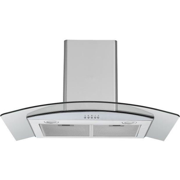AMSTA AMCV90X - Hotte Murale Décorative 90 cm Inox - 521 m3 - Classe B - Recyclage ou Evacuation - Garantie 3 ans