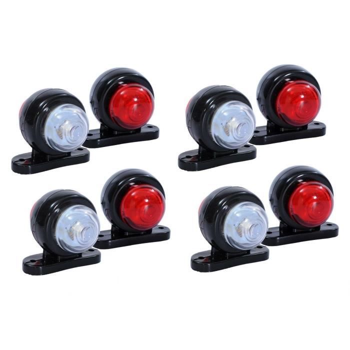 8 X 12V Rouge Blanc Petit LED Feux de Gabarit Camion Caravane Remorques
