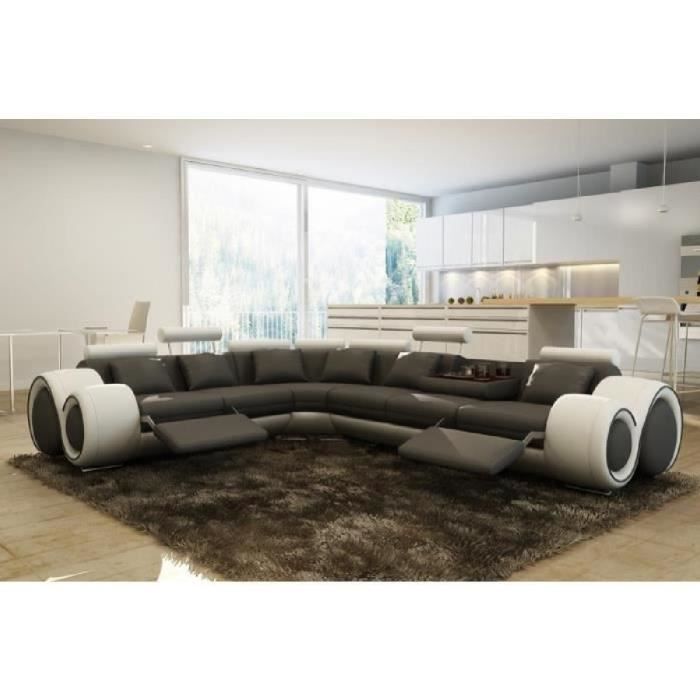 Canapé d'angle design relax gris et blanc OSLO (angle gauche)