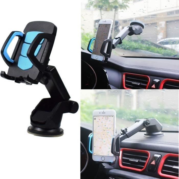 Support voiture telephone ventouse rotation 360 universel GPS pare brise Pour Smartphone iPhone X-8-7-6 Plus Samsung Huawei - Bleu