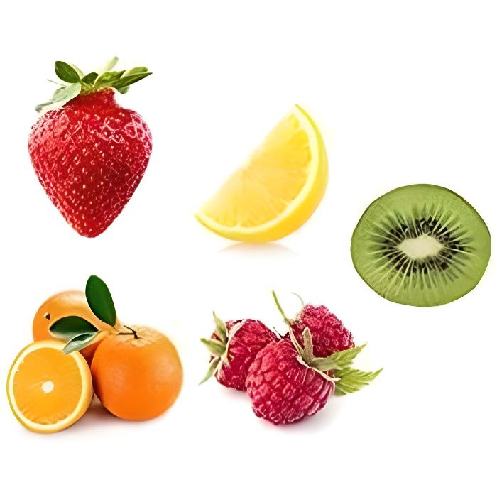 Autocollant Fruit Sticker Cuisine frigo Fraise Citron Kiwi Framboise Orange logo 32 - Set 5X