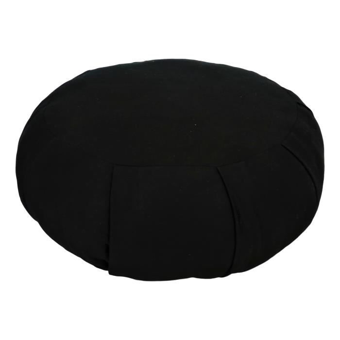 Coussin de sol pour le yoga en coton bio modele zafu - Noir