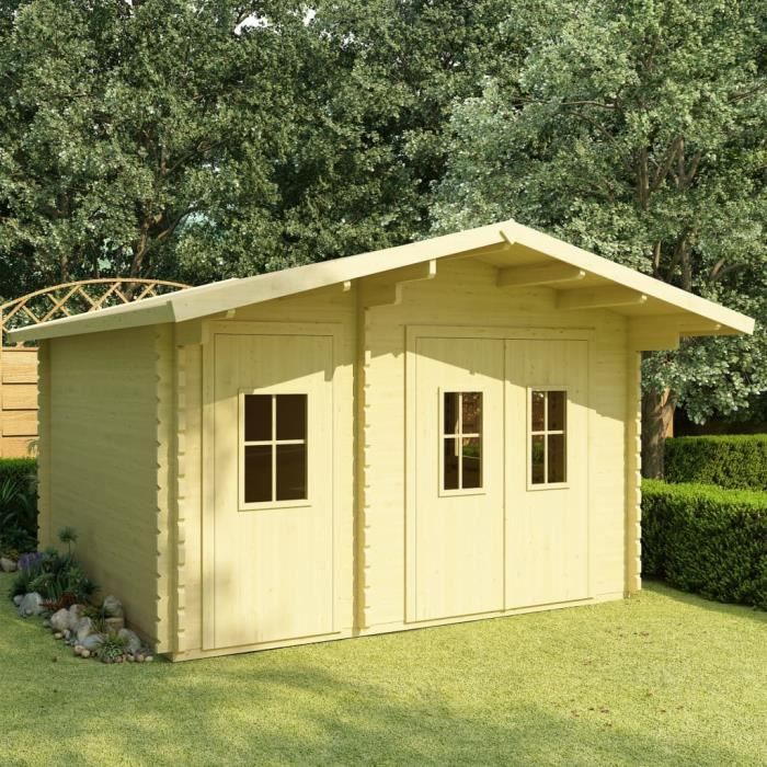 Abri de jardin en rondins Chalet - Cabane de jardin 44 mm 410x320x264 cm Bois de pin solide