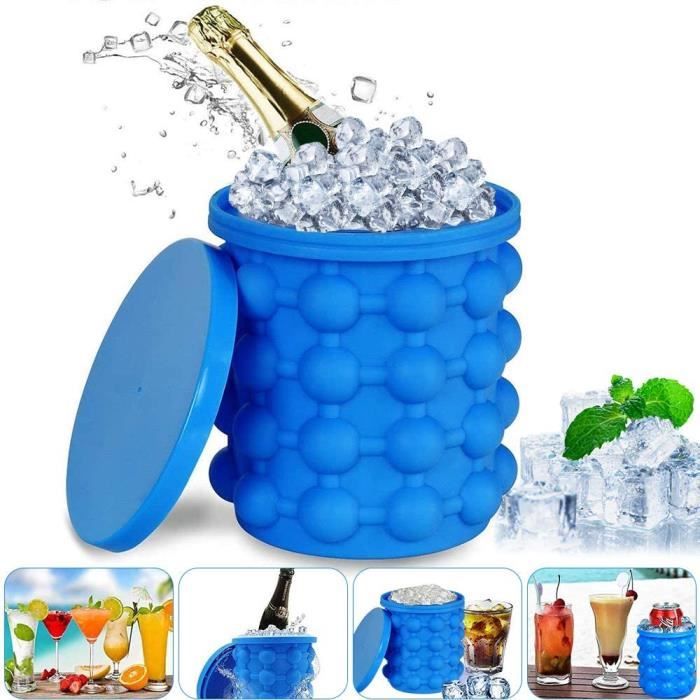 Ice Cube Bac à Glaçon Maker Silicone Bucket with Ice Cube Tray and Lid Space Saving Ice Cube Magique Glaçon