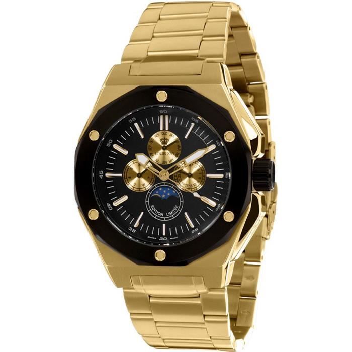 Louis XVI Montre de Bracelet Le souverain L 'Acier L Or Noir à Quartz Analogique en Acier Inoxydable Doré 626 4061
