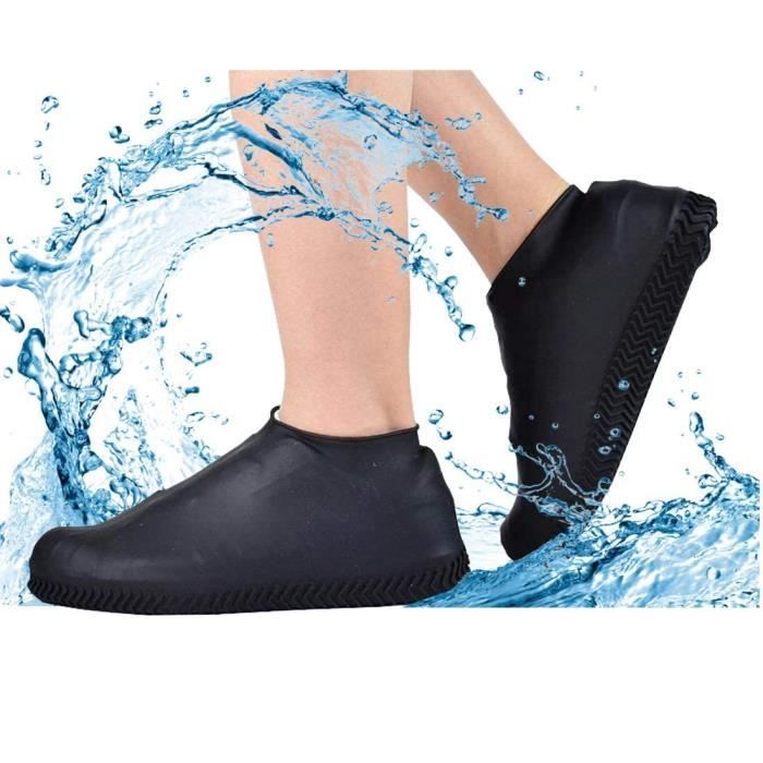 Chaussures,Couvre chaussures imperméables, couvre chaussures antidérapants, résistants à l'eau, en caoutchouc de - Type Black - L