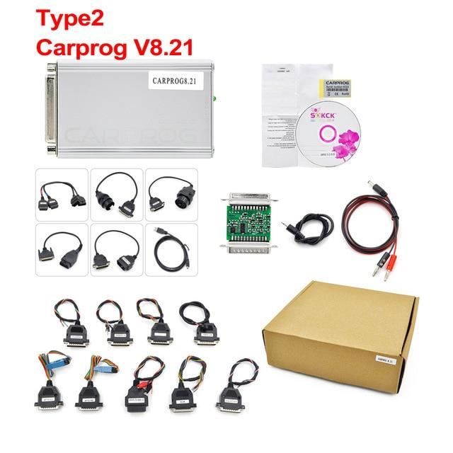Carprog V8.21 V10.93 outil de Diagnostic de voiture, puce de réglage ECU, programmateur avec tous les 21 adap Type 2