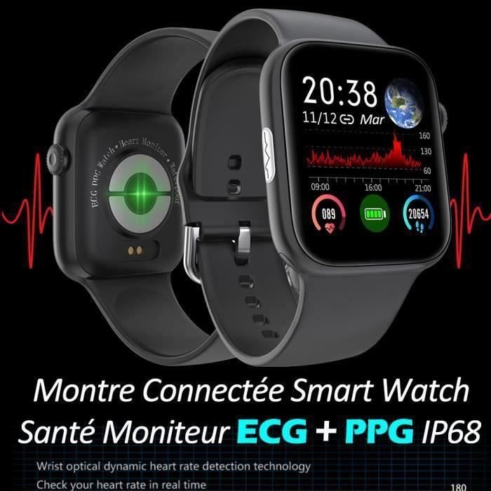 Montre Connectée Homme Smartwatch Femme ECG PPG BLE4 IP68 Alliage Aluminium Écran Anti-dactylogramme Bracelet Silicone Dépolissement