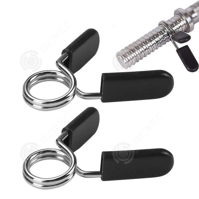 INN® 2 pcs stop-disques à ressort pour haltère (25 mm) Pince de serrage pour verrouillage barre musculation
