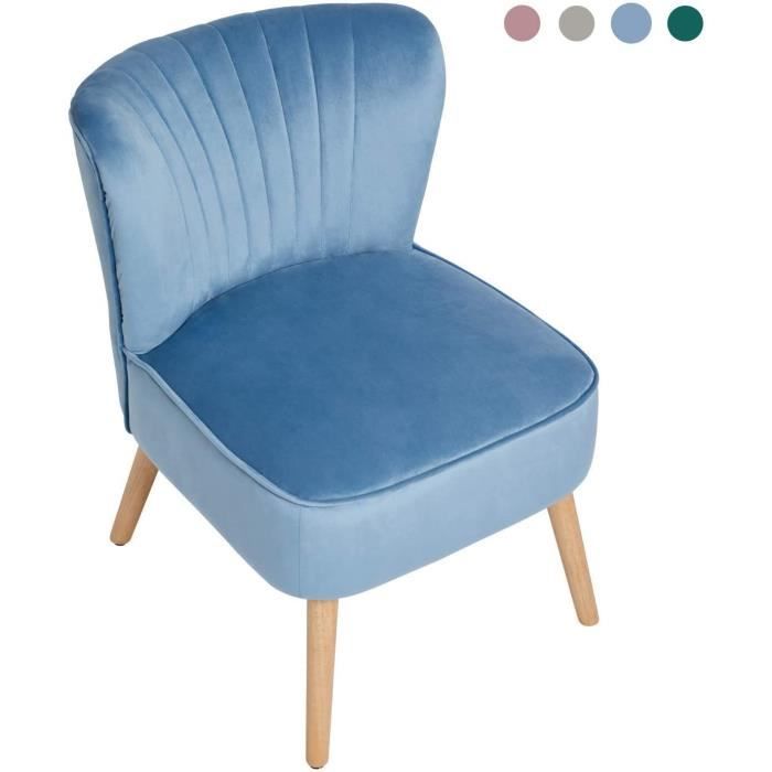 Laxllent Fauteuil Salon,57 x 68 x76cm,Bleu,Surface en Velours,Pieds en Bois,Montage Facile, pour Appartement,Chambre