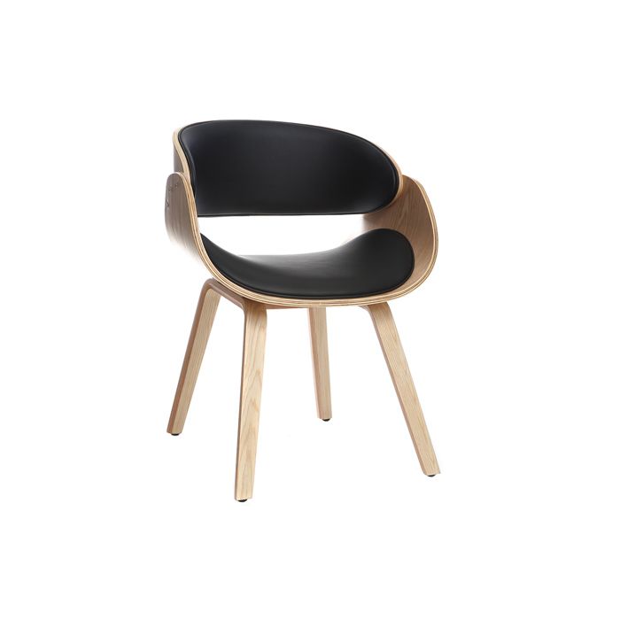Miliboo - Chaise design noir et bois clair BENT