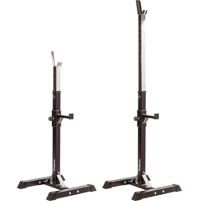 MOVIT Rack à Squat, ensemble de 2 supports d’haltères réglable, supports pour haltères de muscu, Home-Gym, couleur noir