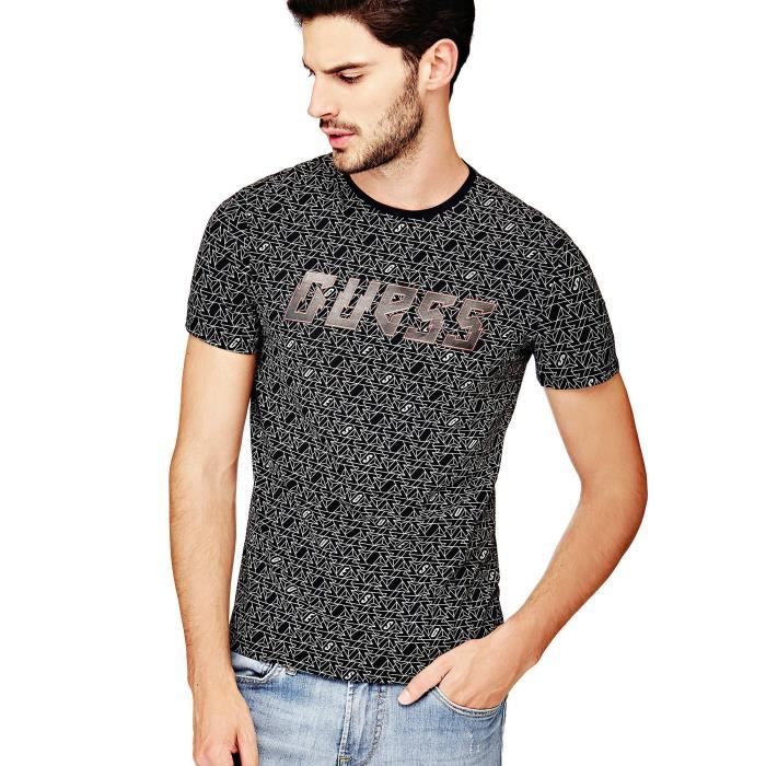 Guess T-Shirt Homme Geoptical Tee Motif Fantaisie Noir