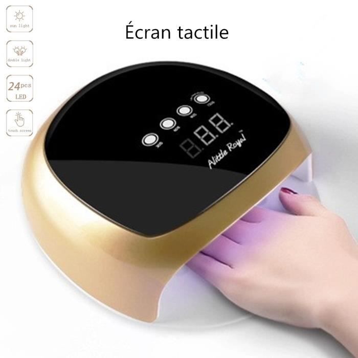52W Sèche Ongles 24 LED UV LCD 4 Modes Temps Double Source lumineuse Doré