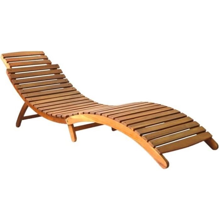 Chaise Longue de Jardin,Chaise Longue pliante,Bain de Soleil Transat Bois d'acacia solide Marron
