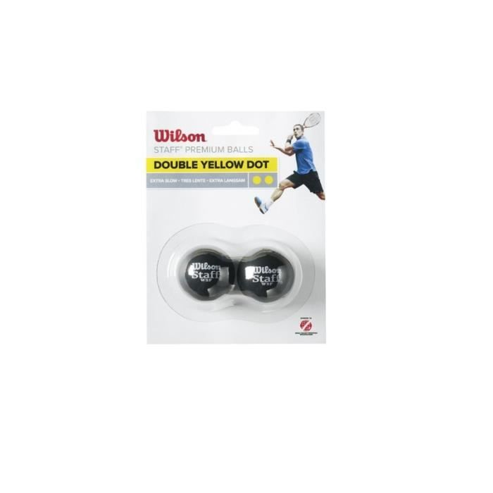 Lot de 2 balles Wilson Staff squash 2 points jaune - noir/jaune - TU