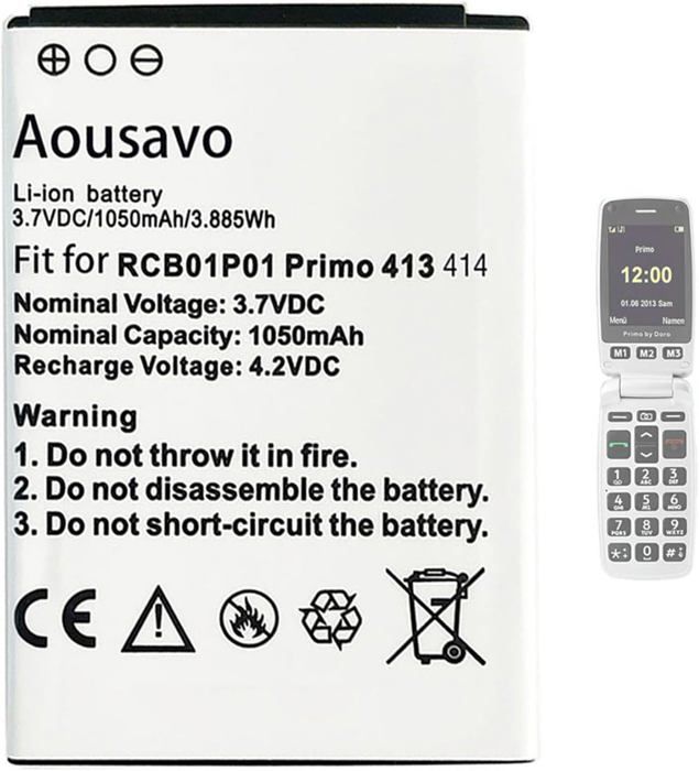 RCB01P01 Batterie de Rechange Compatible avec Doro Primo 414 Doro Primo
