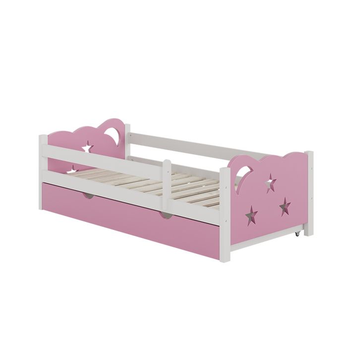 Lit pour enfant Jessica 80x160 cm avec tiroir sans matelas Rose Vitalispa 40319