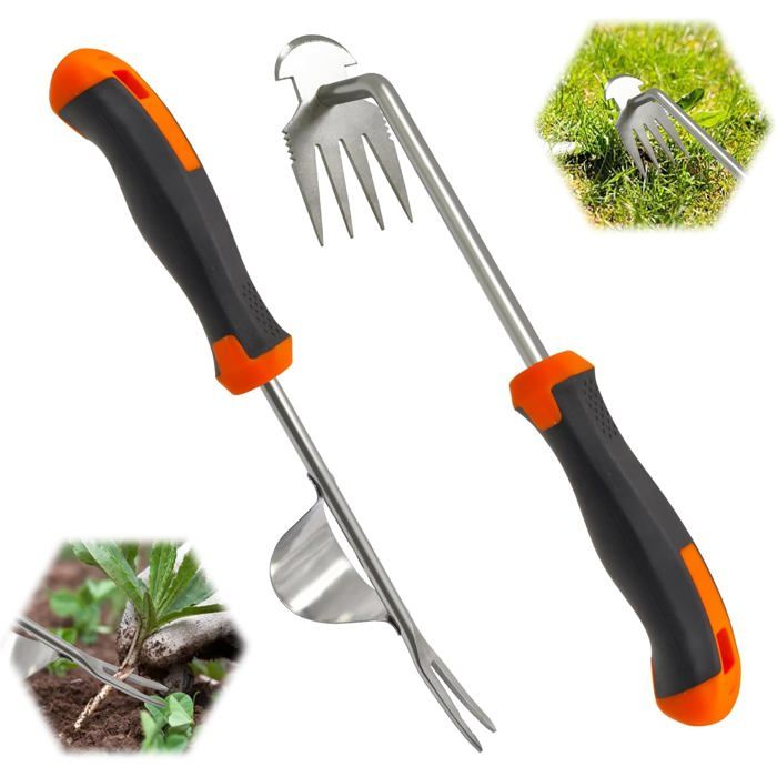 Désherbeur Manuel En Acier Inoxydable Avec Poignée Bois - Outil De Jardin Polyvalent Pour Désherber Et Creuser