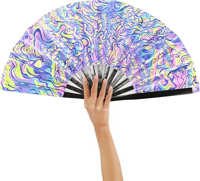 Grand Éventail Pliable En Bambou Avec Lumière Uv Pour Sauna Mariage Rave Chanfu / Cheongsam Festival Club Événement Fête D - Lampesecoenergie