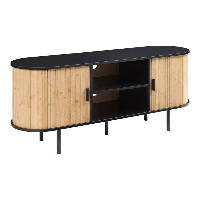 Meuble TV Tvedestrand bamboo 140 x 40 x 55 cm naturel noir