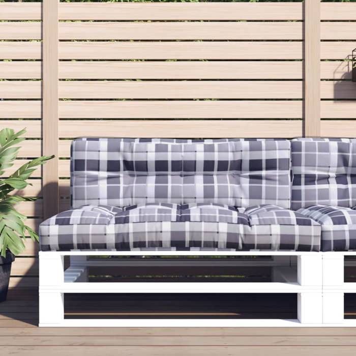 Top sélection Coussin de palette - confortable - Décor salon - motif à carreaux gris 120x40x12 cm - tissu @320@