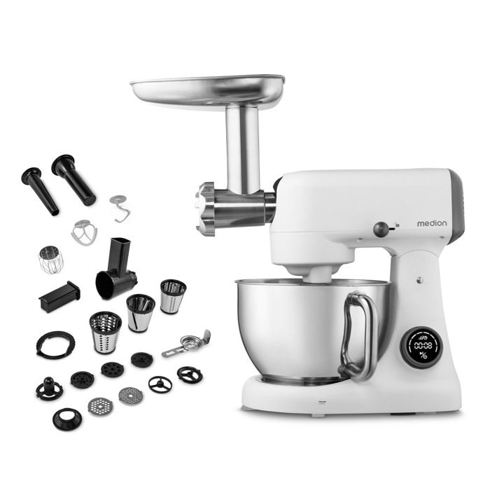 Robot pâtissier - Medion MD12600 - bol 47 L - moteur à courant continu silencieux 800 W - blanc - Medion