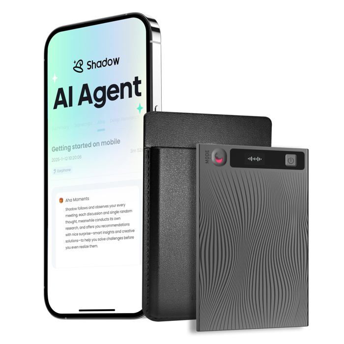 Enregistreur Vocal IA - Mobvoi - AI Recorder - 64 Go - Bluetooth - Noir
