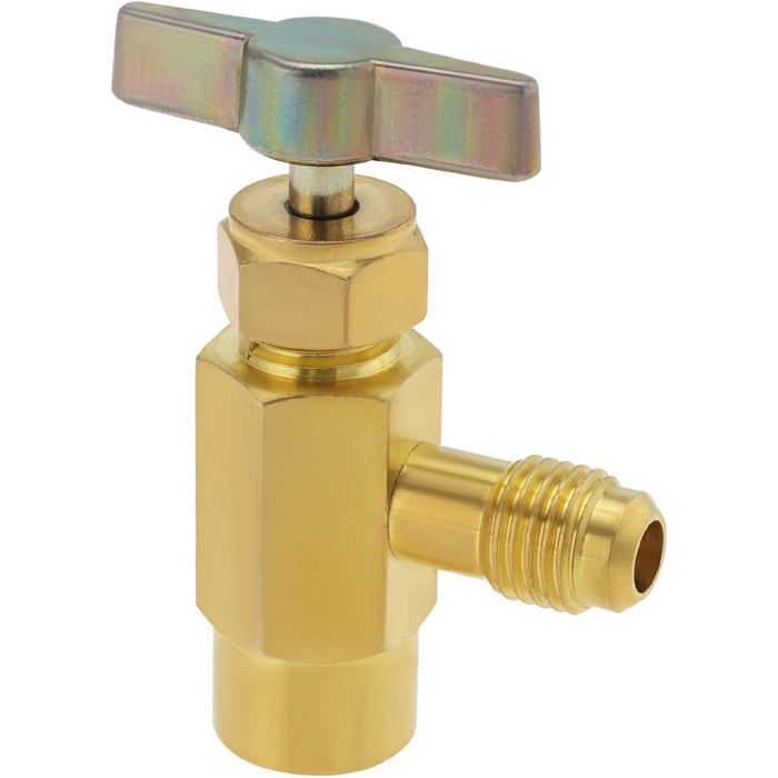 Ouvre-bouteille vanne réfrigérant R600a laiton adaptateur 7/16 femelle vers 1/4 mâle SAE auto-obturant climatisation