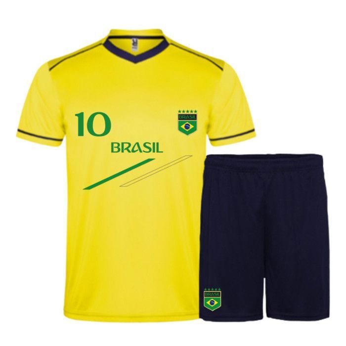 Ensemble Maillot et Short Football Homme Inspiré Brésil - Jaune