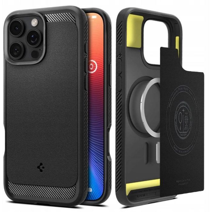 Spigen Rugged Armor MagSafe pour iPhone 17 Pro – Coque TPU noire mate MagFit