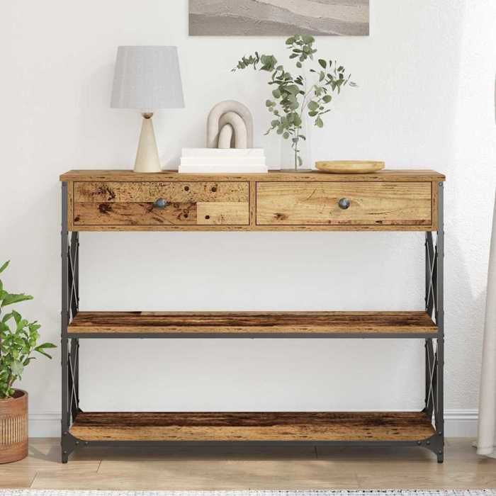 Table console Meuble dEntréeVIDAXL，Petit Bureau avec tiroir Bois ancien 100 x 28 x 75 cm 7_2682037