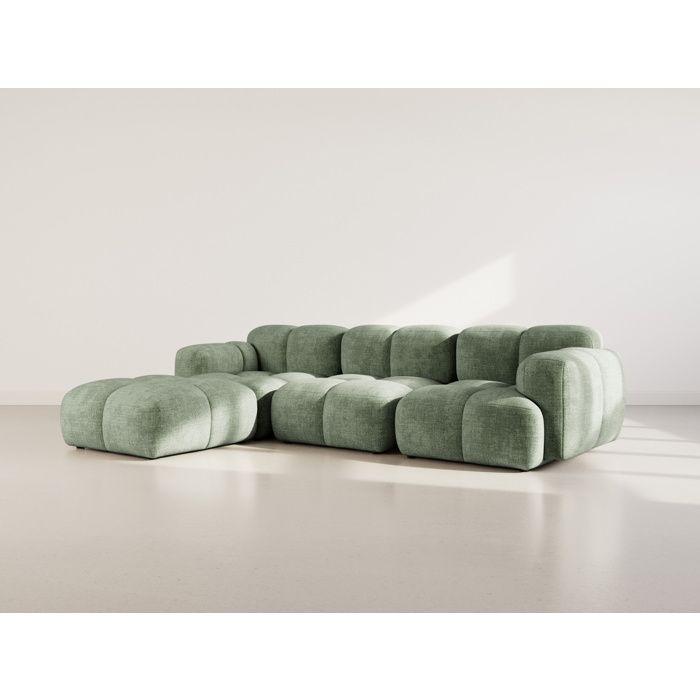 Grace - canapé modulable dangle réversible 4 places en velours texturé - Vert sauge