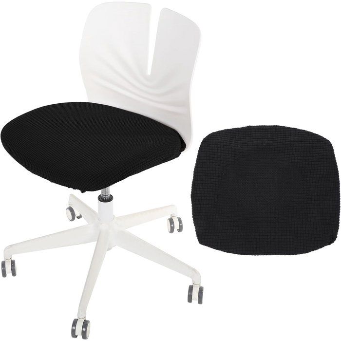 Housse De Assise De Fauteuil De Bureau 40-50 Cm Élastique Lavable Anti-poussière Lot De 2 Noir