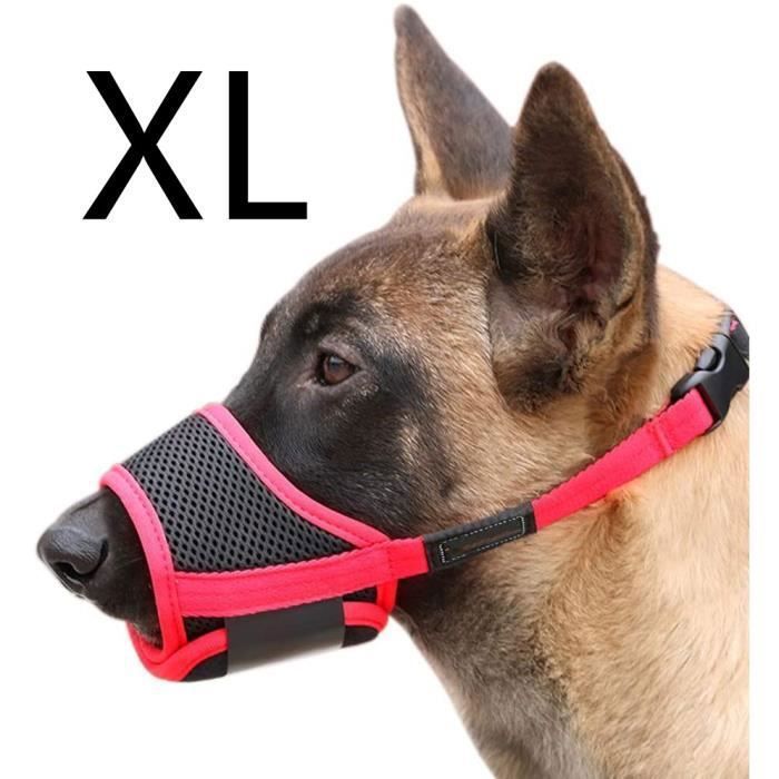 Muselière pour Chien - Nylon Souple - XL - Rouge - Anti-aboiement - Réglable Heerico
