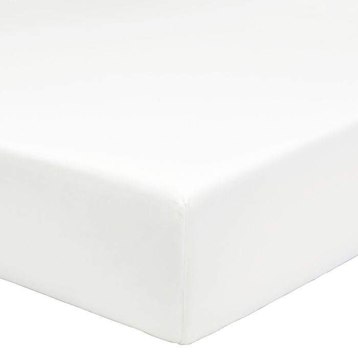 Drap housse uni en percale de coton bio bonnet de 35cm LES ESSENTIELS - A demain - 140 x 200 cm - Blanc