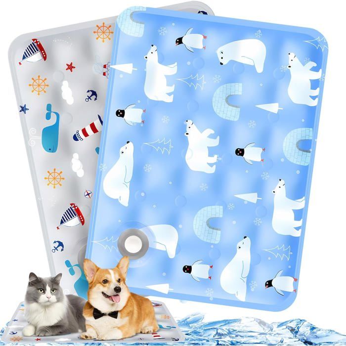 2PCS Tapis Rafraichissant chat et ChienSe remplit deau2 EntonnoirImperméableFacile à nettoyerpour Canapé Voiture 50x60cm-B