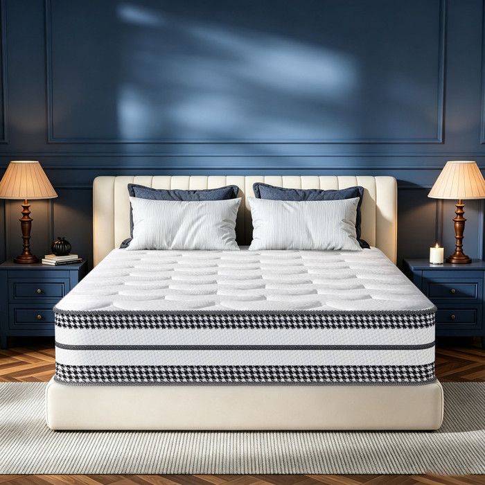 Matelas 90x200 cm Épais 27 cm Sommeil Amélioré Hybride Mousse RH + Mémoire de Forme Haute Respirante 10 Zones Soutien Tonique