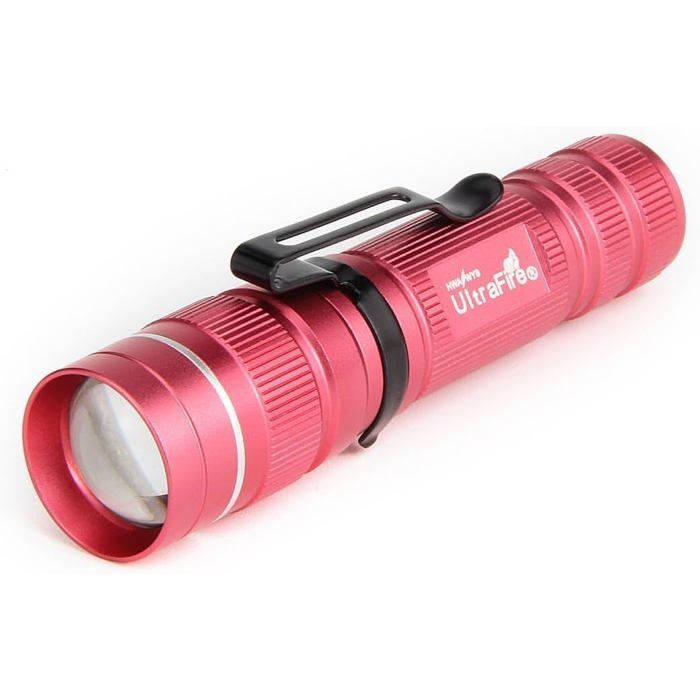 Lampe Torche Petite LED Mini Lampe Poche Focus Réglable 3 Modes 250 LumenJ3Zoomable Torche étanche Torche Tactique (Rose)