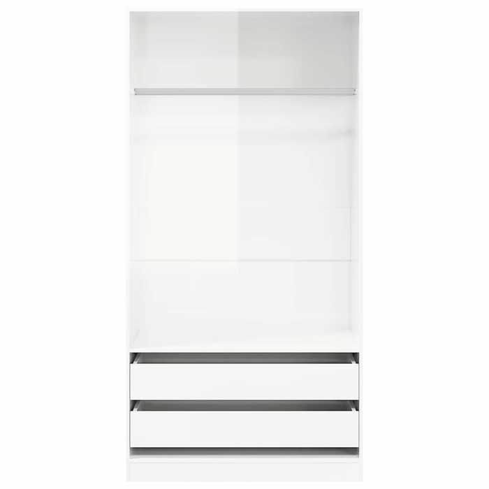 Blanc Armoire de chambre Garde-robe MODERNE-DESGIN Blanc brillant 100x50x200 cm Bois dingénierie N1738